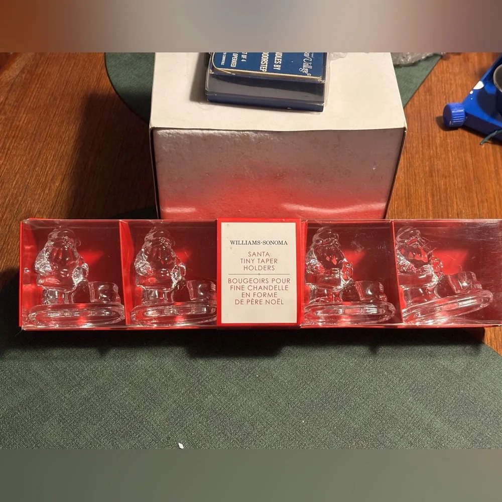 Williams Sonoma Santa Tiny Taper Holders - Clear